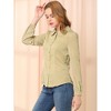 INSPIRE CHIC Women's Peter Pan Collar Bow Tie Neck Puff Long Sleeve Workwear Button Blouses - 4 of 4