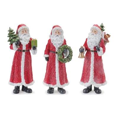 Melrose Glitter Santa Figurine (Set of 3)