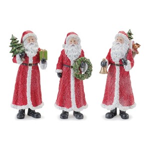 Glitter Santa Figurine with Pine Accent (Set of 3) - 1 of 4