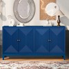 Four-Door Sideboard with Vertical Line Design, Adjustable Shelves, MDF Construction, Metal Handles for Living Room - 2 of 4