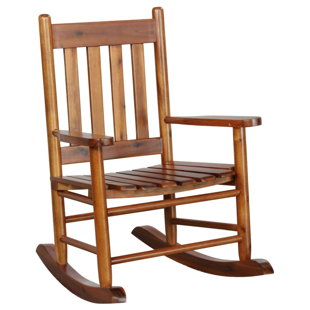 Photos - Chair Annie Solid Wood Slat Back Youth Rocking Accent  Golden Brown - Coast