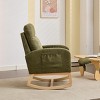 Modern Accent Rocking Recliner Armchair With Wood Legs,Teddy Fabric High Backrest Nursery Rocking Chair With Side Pocket And Leg Rest-Cuddlewood - 3 of 4