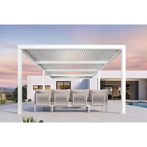 PURPLE LEAF Outdoor Louvered Pergola Aluminum Gazebo Modern White Patio Metal Pergola with Adjustable Rainproof Hardtop for Garden Lawns Yard - 1 of 4