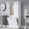 Rbied 29.9 in. W x 14.2 in. D x 67.7 in. H Wood Linen Cabinet Storage Cabinet with Adjustable Shelves & Flip-Out Basket - 2 of 4