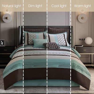 Nanshing 8pc Queen Avalon Comforter Bedding Set Aqua Blue — фото 6