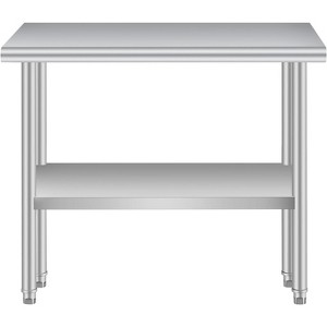 Stainless Steel Prep Table, 201 SS Work Table with Rounded Corners & Adjustable Shelf for Commercial Kitchen Restaurant - 1 of 4