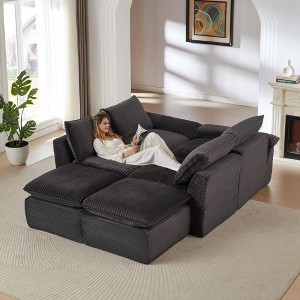 101'' Corduroy Cloud Modular U-Shaped Sectional Sofas with High-Density Sponge Seat and Freely Combinable Design - 1 of 4
