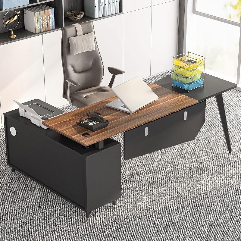 Triebsigns 78.7" L-Shaped Computer Desk Set, Large Executive Desk with File Cabinet, 3 of 7