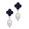 Adornia 14k Gold Plated Black Clover and Freshwater Pearl Drop Earrings - 4 of 4