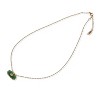 Anna-Kaci Women's Stainless Steel Necklace with 18K Gold Plated Pendant, Green Natural Stone Inlay, Adjustable Chain, Unique Design-Green - 2 of 4