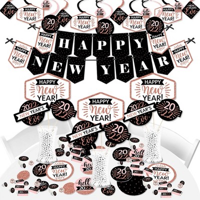 Big Dot of Happiness Rose Gold Happy New Year - 2022 New Year's Eve Party Supplies - Banner Decoration Kit - Fundle Bundle