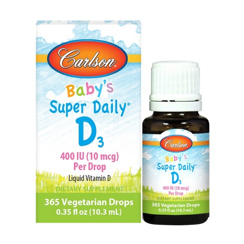 Carlson - Baby's Super Daily Vitamin D Drops, 400 Iu (10 Mcg) Drop, Vegetarian, Unflavored :