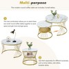 NicBex Coffee Tables for Living Room �19.6" Round Coffee Table Set of 2 Modern Fluted 2 Side Table Set with Drawers and Golden Legs, White+Gold - 2 of 4