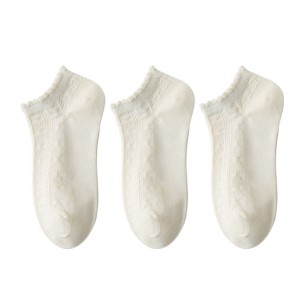 Anna-Kaci Women's 3-Pack Sheer Lace Ice Silk Ankle Socks with Floral Knit Design Lightweight Breathable Style - 1 of 4