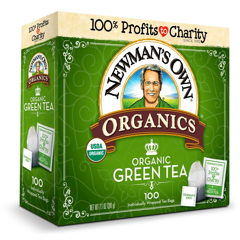 Newman's Own Organic Green Tea, Green Tea with 100 Individually Wrapped Tea Bags Per Box (Pack of 5), 3 of 5