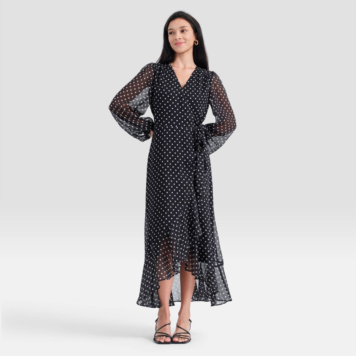 Women's Balloon Long Sleeve Maxi Wrap Dress - A New Day™