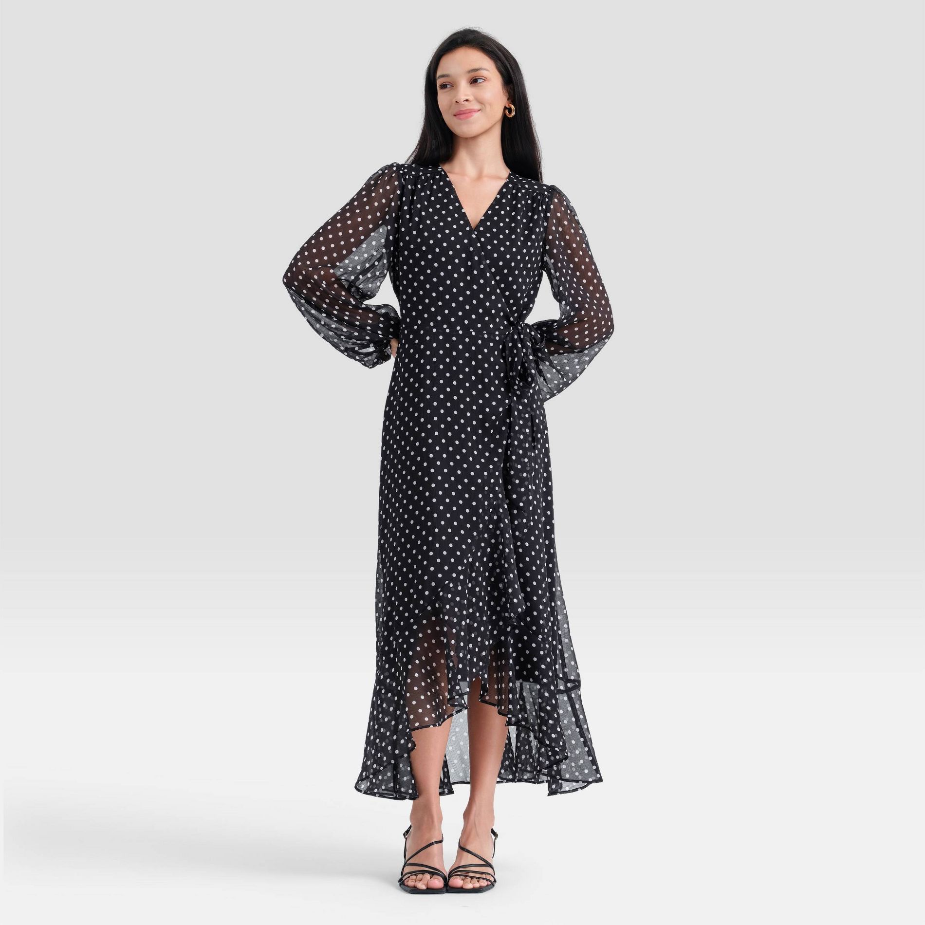 Women's Balloon Long Sleeve Maxi Wrap Dress - A New Day™