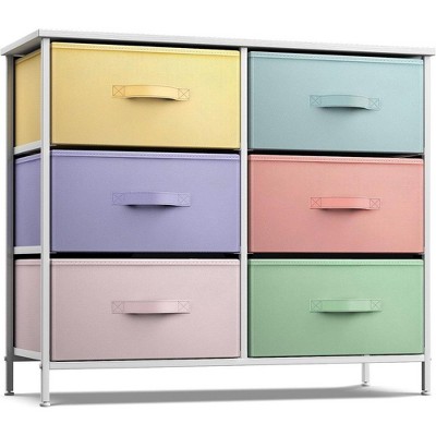Sorbus 6 Drawers Dresser- Storage Unit with Steel Frame, Wood Top, Fabric Bins - for Bedroom, Closet, Office and more