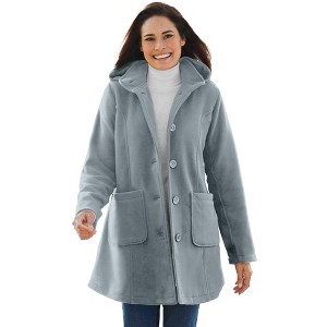 Woman Within Plus Size Hooded A-Line Fleece Coat - 1 of 4