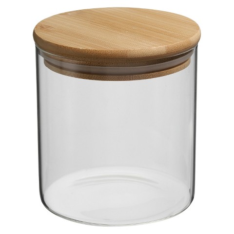 Unique Bargains Kitchen Food Storage Glass Jar with Airtight Bamboo Lid 12x10cm