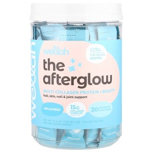Wellah The Afterglow, Multi Collagen Protein + Beauty, Unflavored, 20 Stick Packs, 0.6 oz (16.2 g) Each - 1 of 4