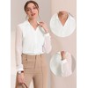 INSPIRE CHIC Women's Point Collar V Neck Mesh Sleeve Button Down Work Office Shirt - 2 of 4