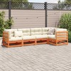 vidaXL 5-Piece Patio Sofa Set with Cushions - Solid Pine Wood - Modular Design - Cream and Wax Brown - Ideal for Garden, Terrace, Deck - 3 of 4