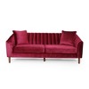 Contemporary 3-Seater Velvet Sofa with Button-Tufted Diamond Stitch, Deep Channel Stitching, Sloped Arms & Accent Pillows - 4 of 4
