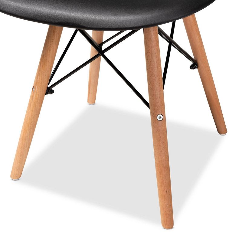 4pc Jaspen Plastic and Wood Dining Chair Set - Baxton Studio, 5 of 10