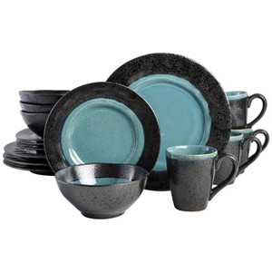 Gibson Elite Dragonstone 16 Piece Stoneware Reactive Glaze Dinnerware Set in Aqua - 1 of 4