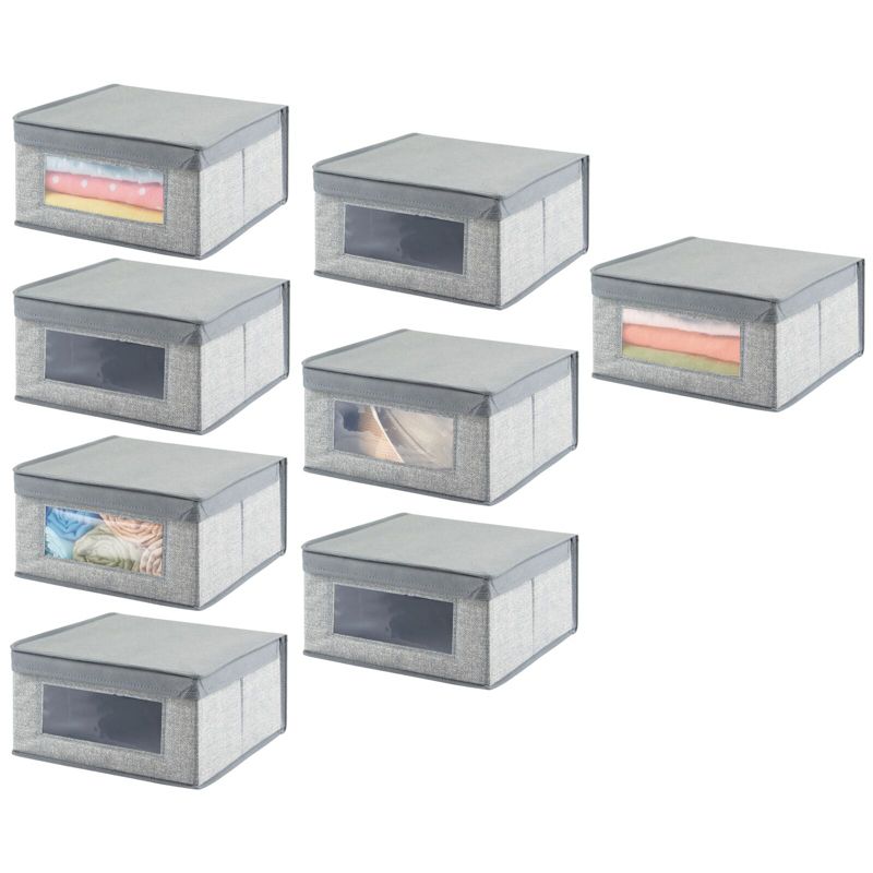 mDesign Medium Fabric Closet Storage Box with Front Window/Lid, 1 of 10