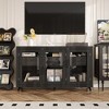 FUFU&GAGA Black Modern Storage Cabinet: Drawers & Glass Doors for Organized - 2 of 4