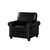 ORRD Modern Single Seat Chair with Wood Legs, Black Faux Leather Accent Chair with Nailhead Trim for Living Room, Comfortable Armchair - 4 of 4