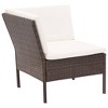 vidaXL 3 Piece Patio Lounge Set with Cushions - Poly Rattan Outdoor Furniture in Brown with Comfortable Cream White Cushions - 4 of 4