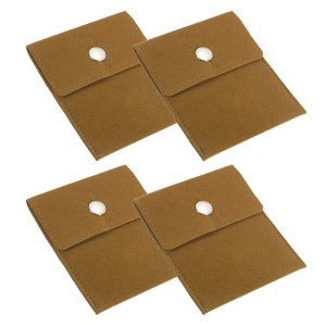 Unique Bargains Earrings Necklaces Rings Velvet Pouches Snap Button Portable Jewelry Storage Bag 4 Pcs - 1 of 4