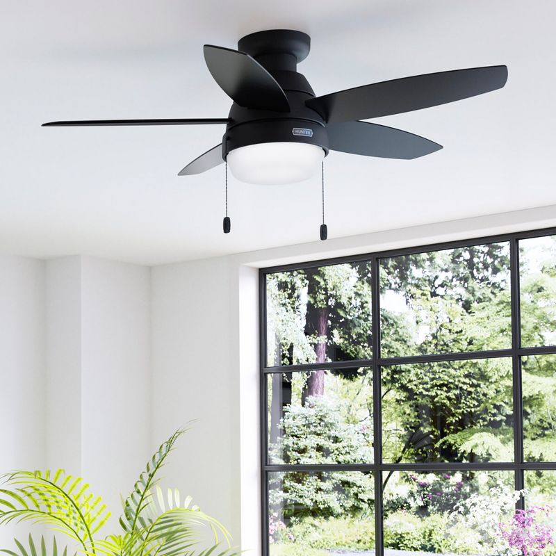 44&#34; Lilliana Low Profile Ceiling Fan with Light Kit and Pull Chain (Includes LED Light Bulb) Matte Black - Hunter Fan, 5 of 13