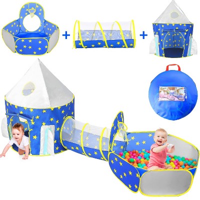 Skirfy 3pc Toddler Pop up Kids Play Tent with Tunnel and Ball Pit for Boys, Girls and Toddlers, Indoor& Outdoor Play House, Perfect Kid's Gifts