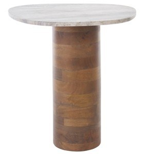 Mono Small Marble Side Table - ACC2908A - Off White Marble/Walnut - Safavieh - 1 of 4