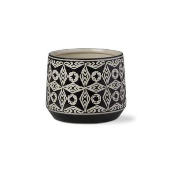 tagltd Large Khilana Garden Pot Hand-Painted Planter For Flowers With Silicone Plug And Hole In Bottom Center Geometric Design