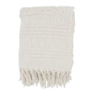 Saro Lifestyle Boho Chic Tufted Throw with Tassels, White, 50"x60" - 1 of 3