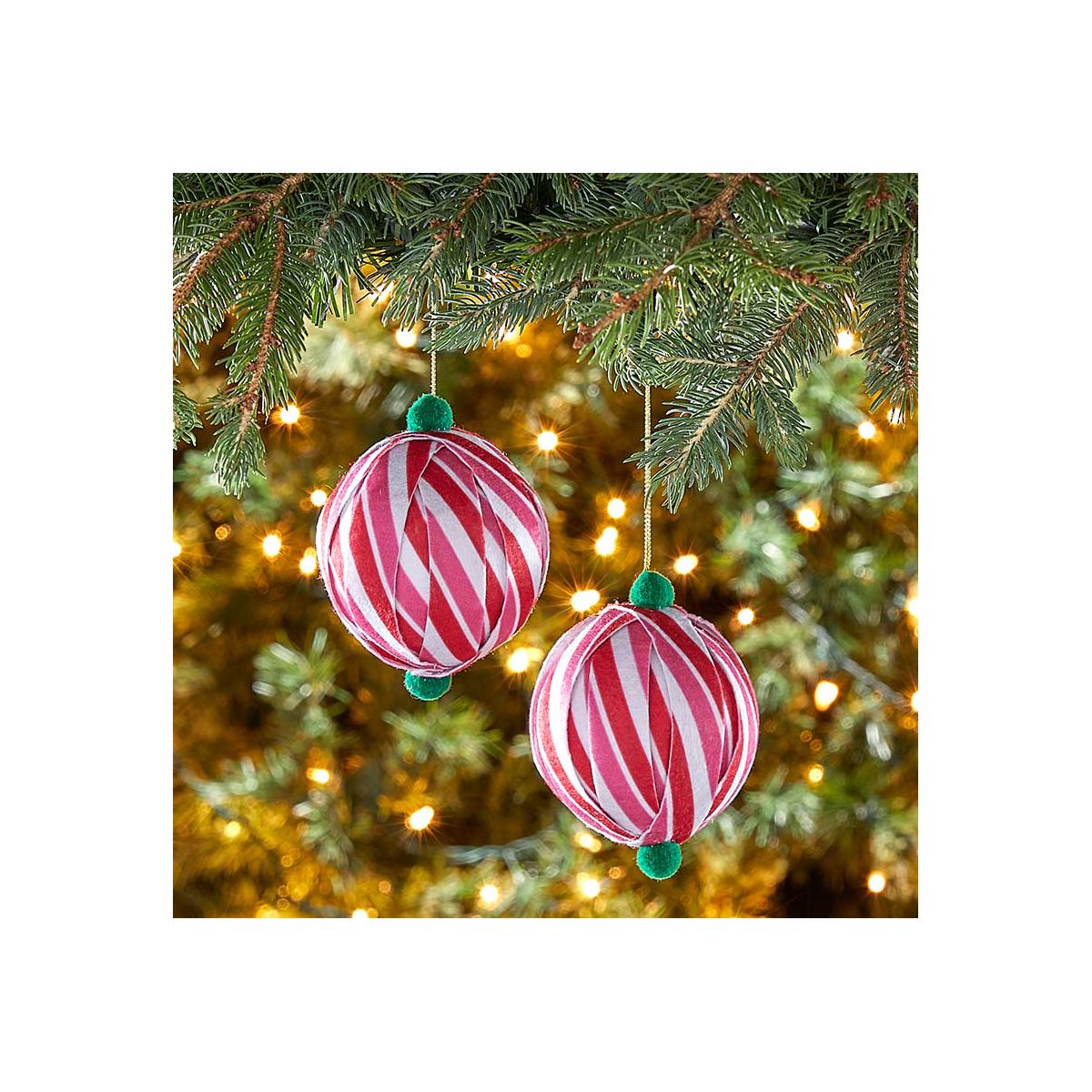The Lakeside Collection Patterned Paper Ball Ornaments Set of 2 - - thumbnail 3