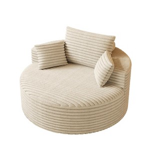 Vynxaria Modern 50"L Corduroy Sponge Single Sofa - No Assembly Required, Fluffy Sleeper Chair, Backrest Cylindrical Pillow, for Living Room/Bedroom - 1 of 4
