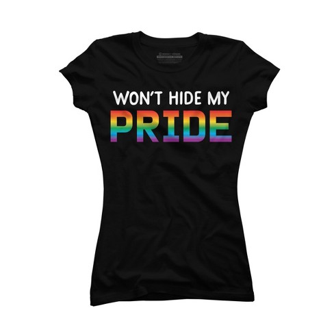 Design By Humans Won't Hide My Pride Rainbow By machmigo T-Shirt - Black -  2X Large