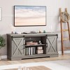 65-Inch Farmhouse TV Stand with Sliding Barn Doors, Adjustable Shelves & Storage Console for Living Room Bedroom, Grey - 3 of 4