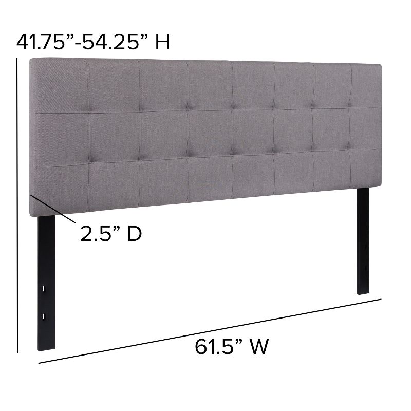 Flash Furniture Bedford Tufted Upholstered Queen Size Headboard in Light Gray Fabric, 6 of 10