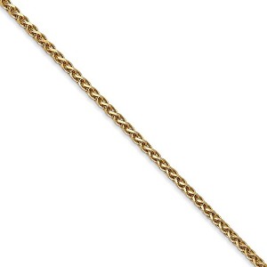 Black Bow Jewelry 1.8mm, 14k Yellow Gold Diamond Cut Solid Spiga Chain Necklace - 1 of 4