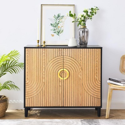 Sideboard Buffet Cabinet, Coffee Bar Accent Cabinet with Double Doors, Freestanding Modern Storage Cabinet for Living Room, Kitchen, Hallway