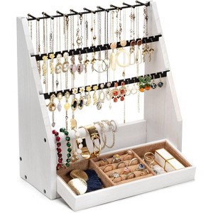 Jewelry Organizer Stand, 5 Layer Earring Holder Organizer with Necklace Holder, Organizer Display - 1 of 4