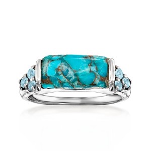 Ross-Simons Turquoise and 0.10 ct. t.w. Sky Blue Topaz Ring in Sterling Silver - 1 of 4