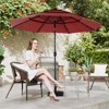 Okak 3-Tier Beach Umbrella with Push Button Tilt and Crank, Sun Umbrella with 32 Solar LED, Big Umbrella for Backyard, Garden - 2 of 4